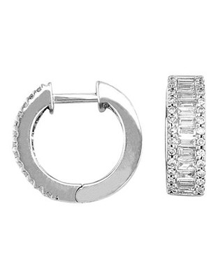 Effy 14K White Gold Diamond Hoop Earrings - Diamond