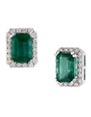 Effy 14K White Gold Diamond And Emerald Earrings - Emerald