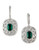Effy 14K White Gold Diamond Emerald Earrings - Emerald
