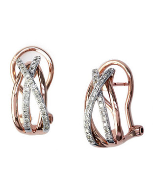 Effy 14K Rose And White Gold Diamond Earrings - Diamond