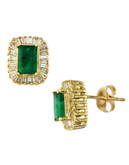 Effy 14K Yellow Gold Emerald And Diamond Earrings - Emerald