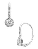 Fine Jewellery 14K Rhodium Plated White Gold Diamond Leverback Earrings - Diamond