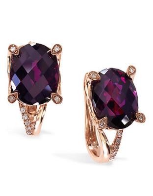 Effy 14k Rose Gold Diamond and Rhodolite Earrings - Rhodolite