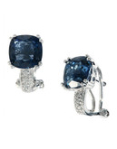 Effy 14K White Gold Diamond And London Blue Topaz Earrings - Topaz