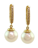 Effy 14K Yellow Gold Diamond And Freshwater Pearl Earrings - Pearl