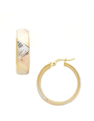 Fine Jewellery 14K Tri-Colour Gold Hoops - Two tone gold