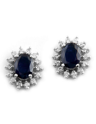 Effy 14 K White Gold Diamond Sapphire Earrings - Sapphire