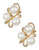 Fine Jewellery 10K Yellow Gold Pearl and Diamond Earrings - Pearl