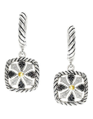 Effy 18k Yellow Gold and Silver Diamond and Black Diamond Earrings - Diamond