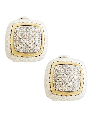 Fine Jewellery Sterling Silver 14K Yellow Gold And Diamond French Clip Earrings - Diamond