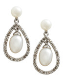 Fine Jewellery 10K White Gold  Diamond And 7mm to 5mm Pearl Earrings - Pearl