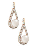 Fine Jewellery 10K Yellow Gold Diamond And Half Drill Pearl Earrings - Pearl