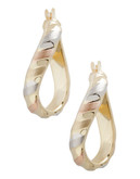 Fine Jewellery 14K Tri Colour Gold Satin Hoop Earrings - Tri Colour