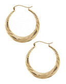 Fine Jewellery 10Kt Yellow Gold 3.2x34mm Hollow Back To Back Hoops With Hinged Earwires And Snap In Closure - Yellow Gold