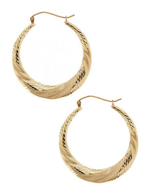 Fine Jewellery 10Kt Yellow Gold 3.2x34mm Hollow Back To Back Hoops With Hinged Earwires And Snap In Closure - Yellow Gold