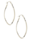 Fine Jewellery 14K White Gold Diamond Cut Wavy Hoop Earrings - White Gold