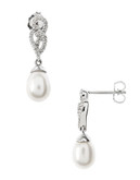 Fine Jewellery Sterling Silver Rhodium Plated Post Earrings With Friction Backs. - Pearl