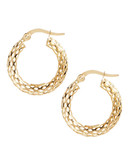 Fine Jewellery 14K Yellow Gold Mesh Hoop Earrings - Yellow Gold
