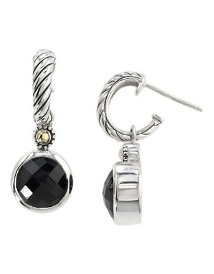 Effy 18k Yellow Gold and Silver Onyx Earrings - Silver