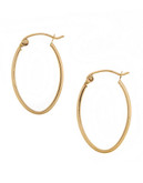 Fine Jewellery 14KT Yellow Gold High Polished 4x16x24mm Hollow Tube Oval Shaped Hoops - Yellow