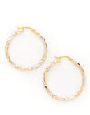 Fine Jewellery 14K Tri Colour Gold Twist Tube Hoop Earrings - Tri Colour Gold