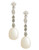 Fine Jewellery 10K White Gold Diamond Drop Pearl Earrings - Pearl