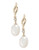 Fine Jewellery 10K Yellow Gold Diamond And Pearl Drop Earrings - Pearl