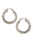 Fine Jewellery 14K White Gold Glitter Mesh Hoop Earrings - White Gold