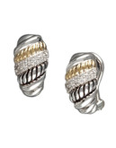 Effy Sterling Silver 18K Yellow Gold And Diamond Twist Earrings - Tri Colour