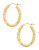 Fine Jewellery 14Kt Yellow Gold Italian Made 3x20x23mm Oval Shaped Patterned Hollow Tube Hoops - GOLD