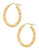 Fine Jewellery 14Kt Yellow Gold Italian Made 3x20x23mm Oval Shaped Patterned Hollow Tube Hoops - Gold