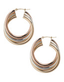 Fine Jewellery 14K Tri Colour Gold And Sterling Silver Interlocked Hoop Earrings - Tri Colour