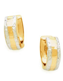 Fine Jewellery 14K Yellow And White Gold Diamond Cut Huggie Hoop Earrings - Yellow Gold/Diamond