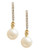 Fine Jewellery 10K Gold Diamond And 6mm Pearl Earrings - Pearl