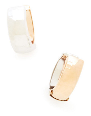 Fine Jewellery 14Kt Pink And White Gold High Polished Huggie Hoops - Two Tone Gold