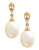 Fine Jewellery 10K Yellow Gold Diamond And 10mm Pearl Drop Earrings - Pearl