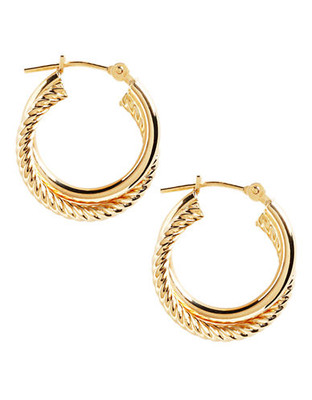 Fine Jewellery 14K Yellow Gold Double Spiral Hoop Earrings - Yellow Gold