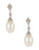 Fine Jewellery Diamond and Pearl Drop Earrings - White