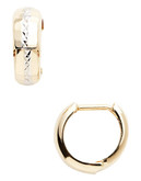 Fine Jewellery 14K Yellow And White Gold Diamond Cut Huggie Hoop Earrings - Gold