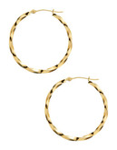 Fine Jewellery 14KT Yellow Gold 2.25X30MM Polished Hollow Twist Tube Hoops With 14KT Hinged Earwires And Snap In Closure.  These Earrin - Gold
