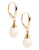 Fine Jewellery 10K Yellow Gold Half Drill 9mm Pearl Leverback Earrings - PEARL