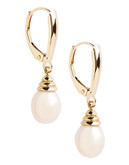 Fine Jewellery 10K Yellow Gold Half Drill 9mm Pearl Leverback Earrings - Pearl