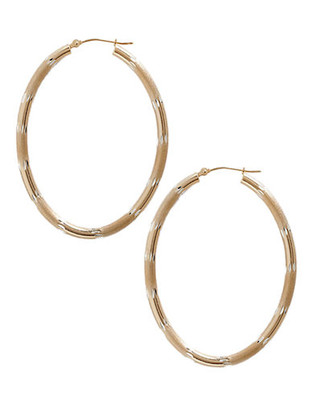 Fine Jewellery 14K Yellow Gold And Sterling Silver Oval Hoop Earrings - Auragento (Silver/Gold)