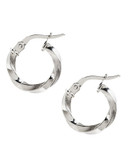 Fine Jewellery 14K White Gold Polished Satin Twisted Hoop Earrings - White Gold