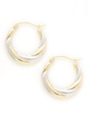 Fine Jewellery 14Kt Yellow Gold 20mm Round Polished Hollow Hoops With Rhodium Plated Accents - Two Tone Colour