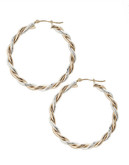 Fine Jewellery 14K Yellow Gold And Sterling Silver Twist Hoop Earrings - Two Tone colour