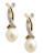 Fine Jewellery 14K Yellow Gold Sterling Silver Diamond And 9mm Pearl Drop Earrings - PEARL