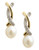 Fine Jewellery 14K Yellow Gold Sterling Silver Diamond And 9mm Pearl Drop Earrings - Pearl