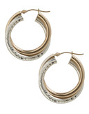 Fine Jewellery 14K Yellow Gold And Sterling Silver Diamond Cut Twist Earrings - Auragento (Silver/Gold)