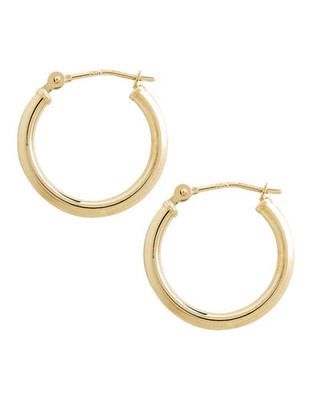 Fine Jewellery 14K Yellow Gold Polished Hollow Tube Hoop Earrings - Yellow Gold